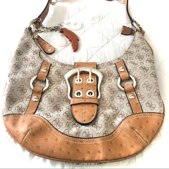 Guess G-Logo Shoulder Bag Tan with Silver Hatdware - Picture 2 of 8